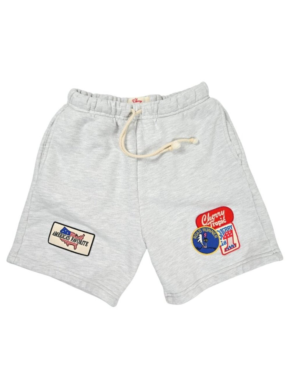 Cherry LA Appliquéd Cotton Shorts in Grey